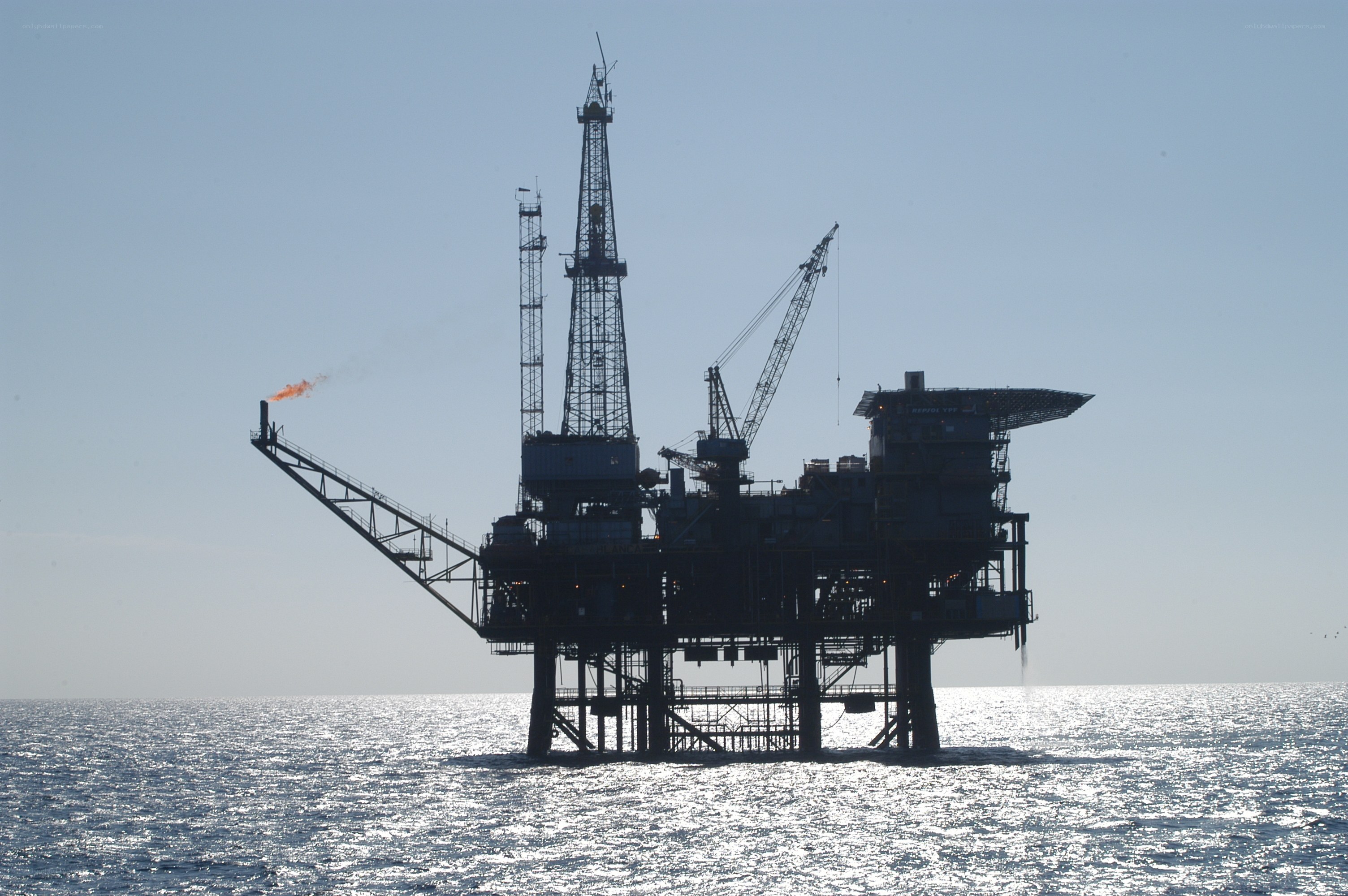 Offshore oil rig at sea