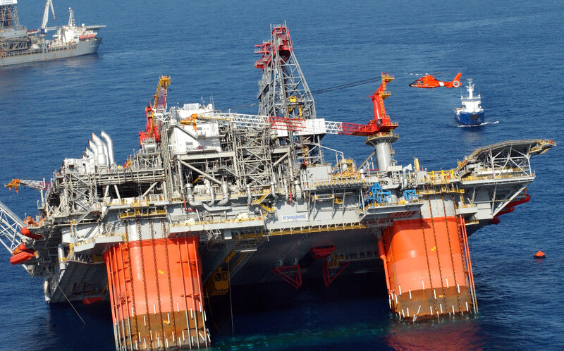 Offshore oil rig in operation