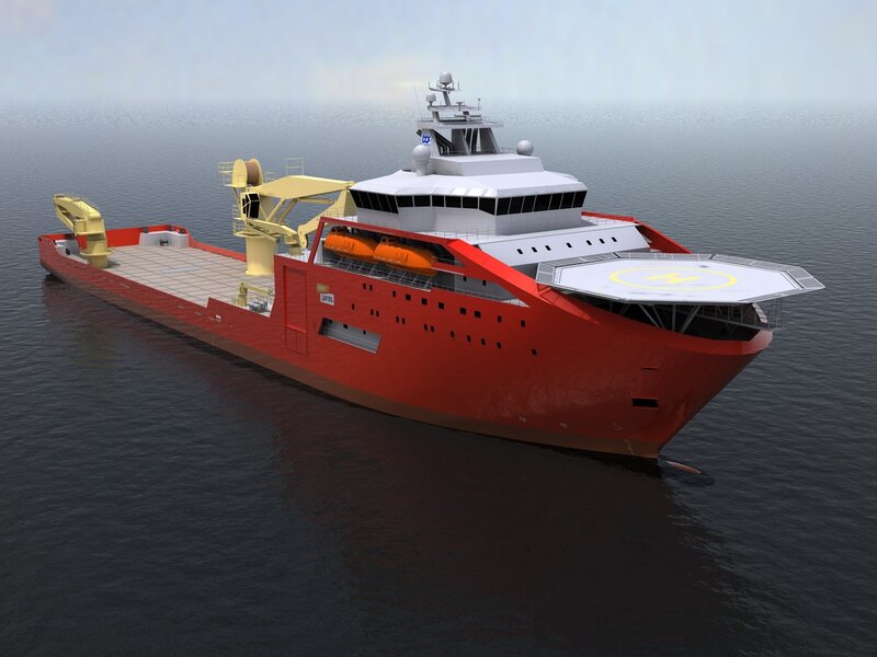Offshore support vessel at sea