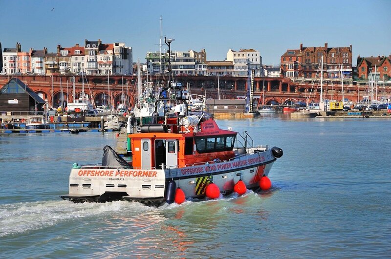 Offshore vessel in harbor