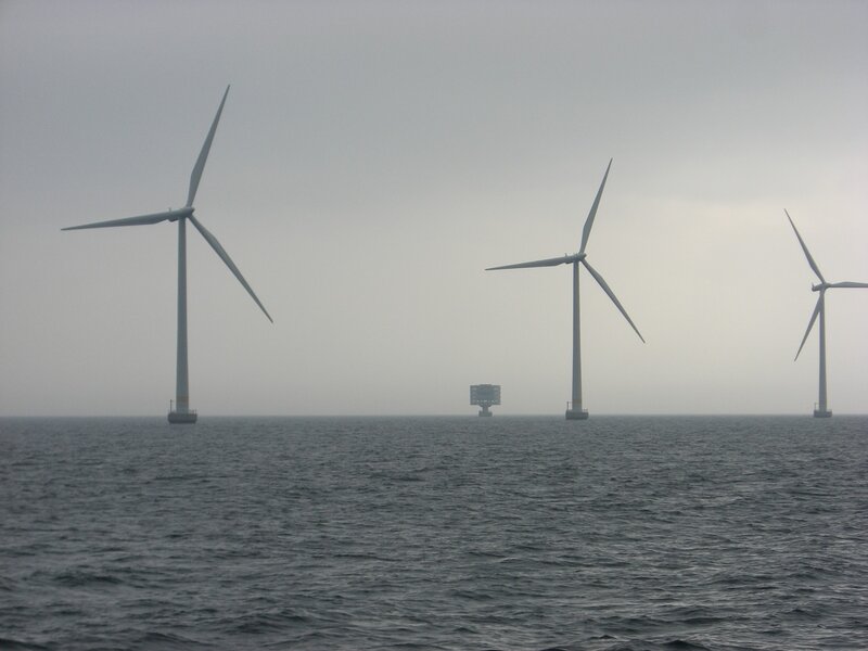 Offshore wind turbines at sea