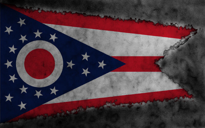 Ohio state flag with distressed texture