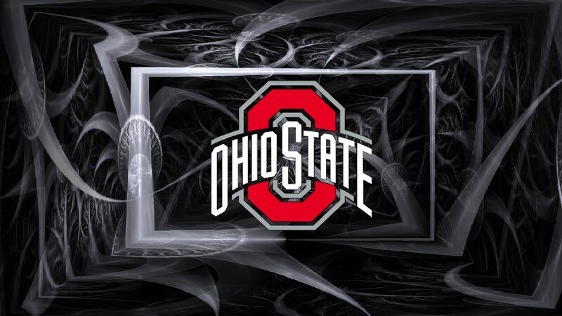 Ohio State Logo — Black, Dramatic, Digital Art, Fractal Background