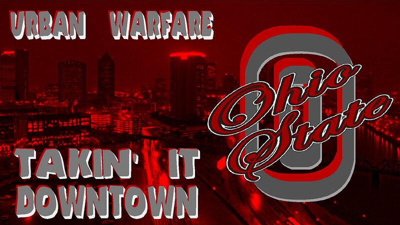 Ohio State Logo over City