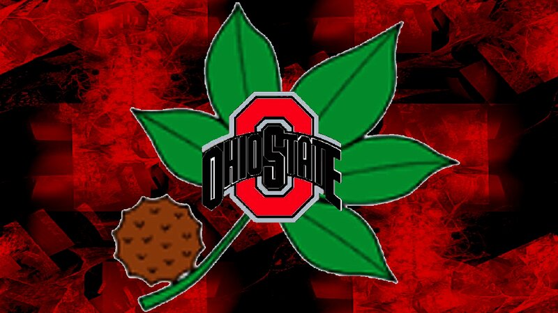 Ohio State Logo — Red, Bold, Digital Art, Leaves