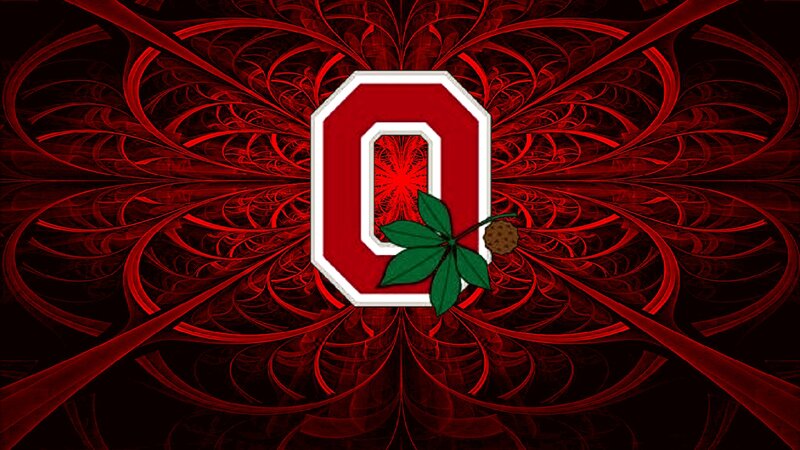 Ohio State Logo — Red, Dramatic, Digital Art, Leaf