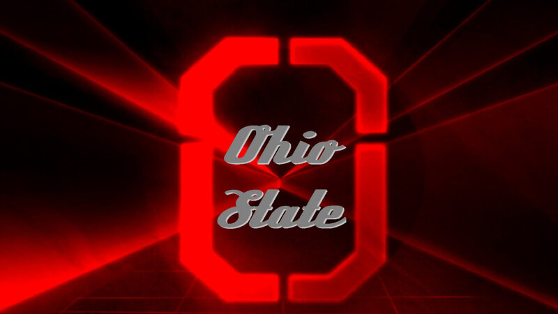 Ohio State Logo — Red, Dramatic, Digital Art, Red Light Beams