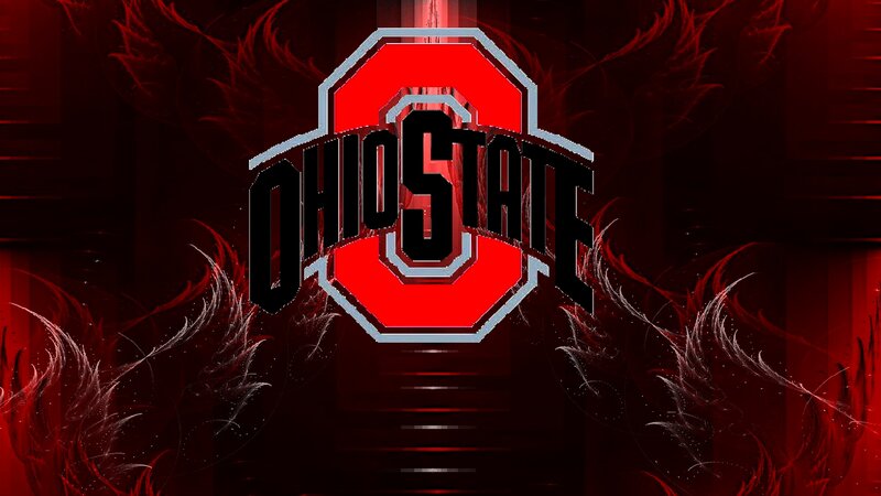 Ohio State Logo — Red, Dramatic, Digital Art, White