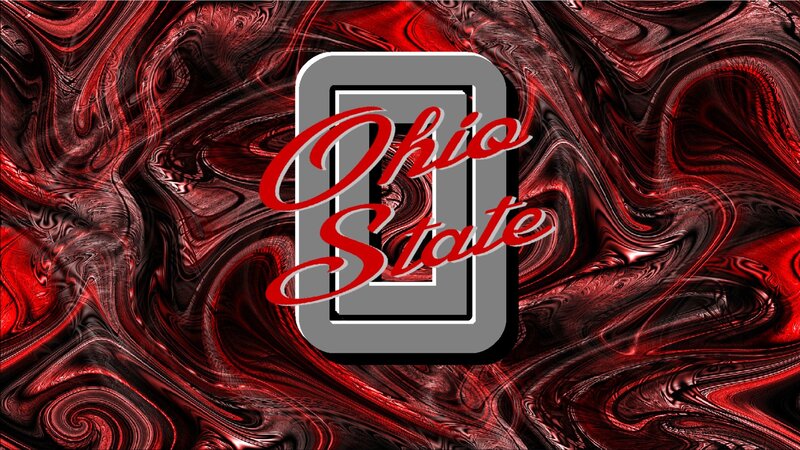 Ohio State Logo — Red, Dynamic, Digital Art, Red Swirls