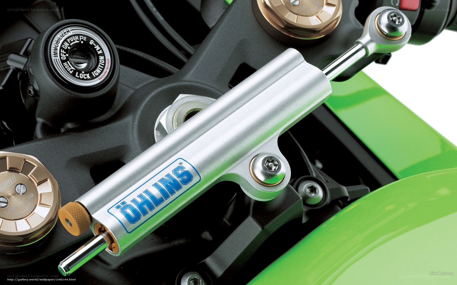 Ohlins shock absorber on motorcycle