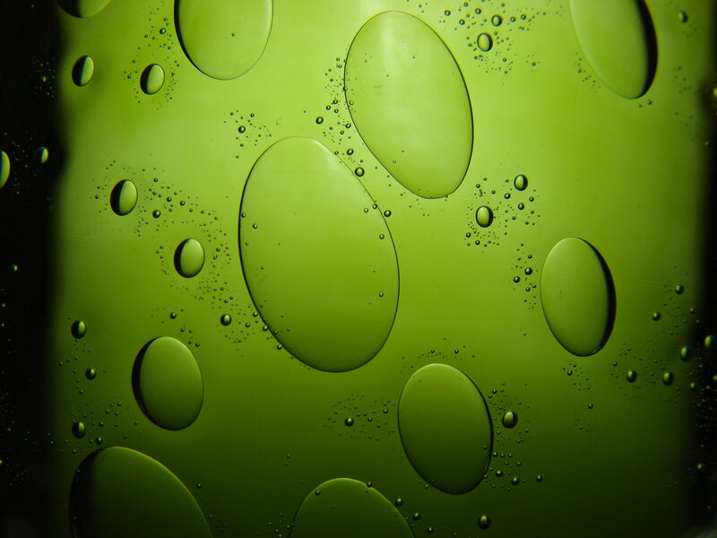 Oil Bubbles in Water — Green, Abstract
