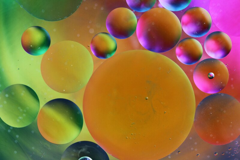 Oil Bubbles in Water — Orange
