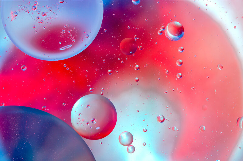 Oil Bubbles in Water — Red, Abstract