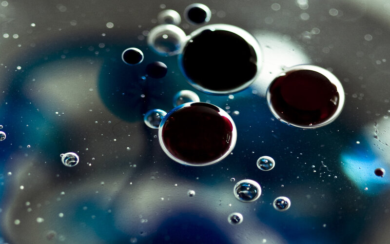 oil bubbles on water surface