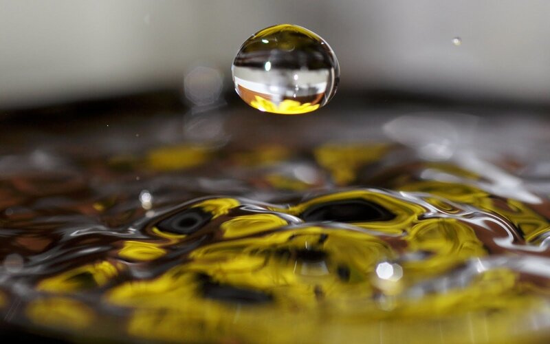 oil drop falling into liquid
