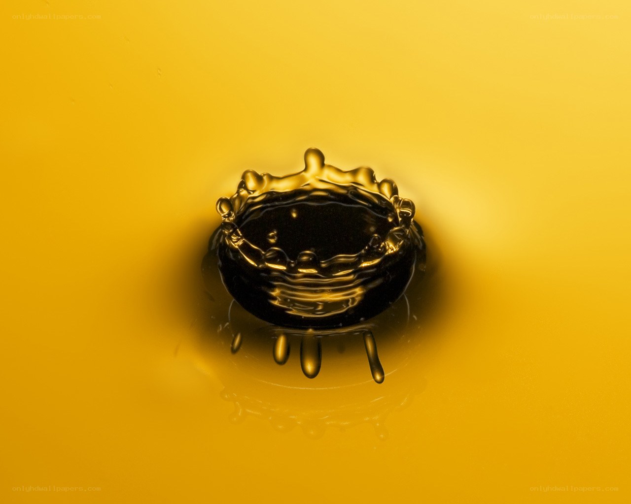 oil drop splash on yellow