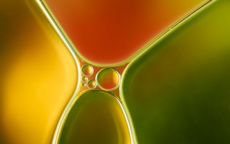 Oil Droplets in Liquid — Yellow