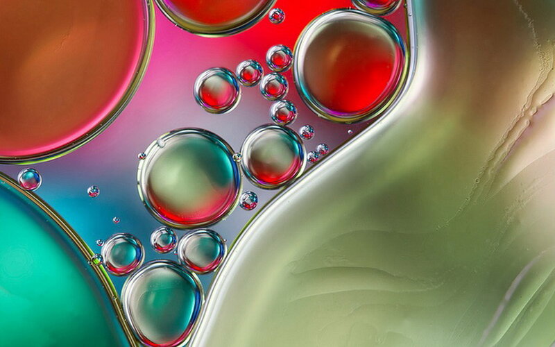 Oil Droplets in Water — Red, Abstract