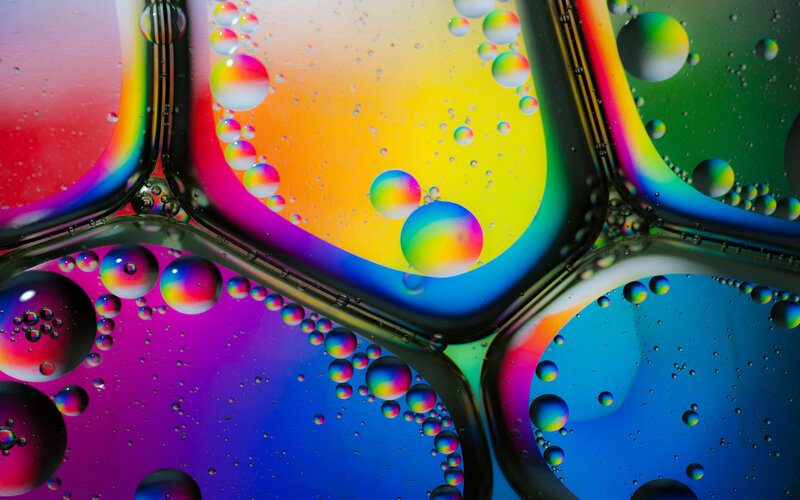 Oil Droplets in Water — Yellow, Vibrant