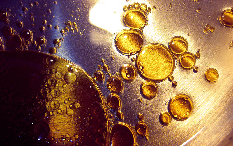 oil droplets on metal surface