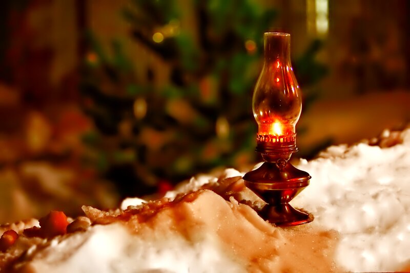 Oil Lamp in Snow