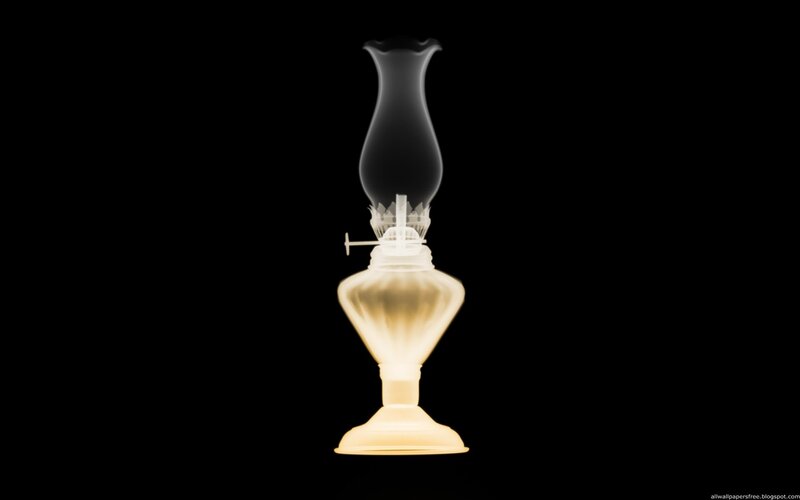 oil lamp on black background