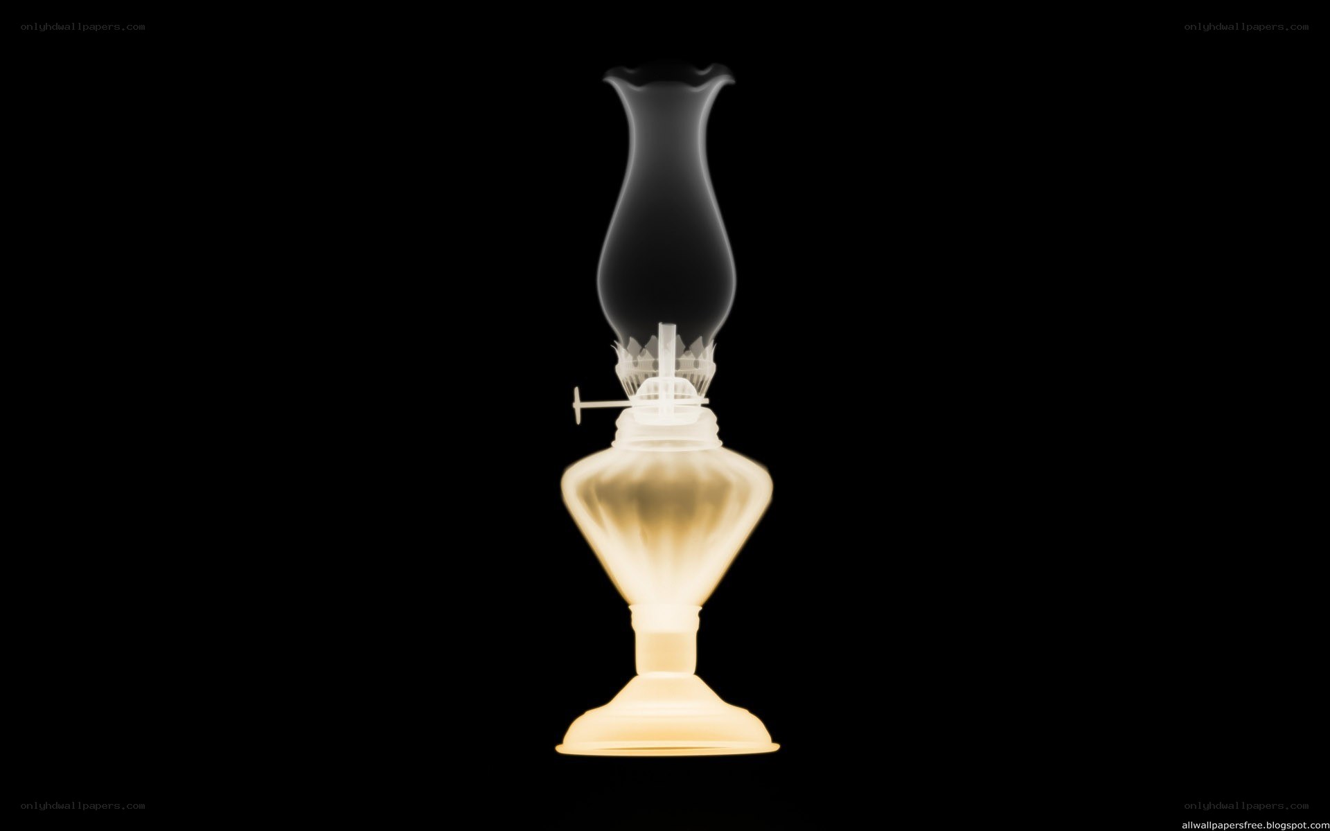 oil lamp on black background