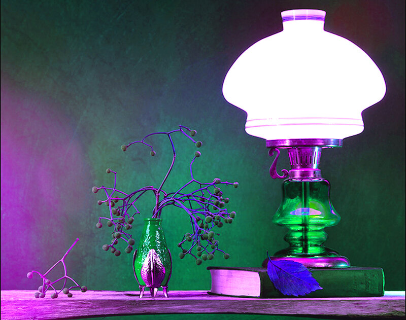 Oil Lamp on Table
