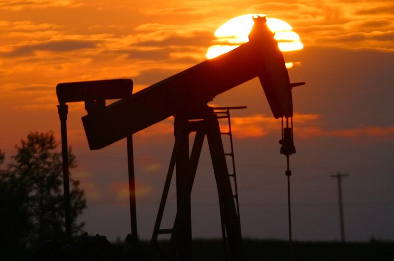 oil pump at sunset