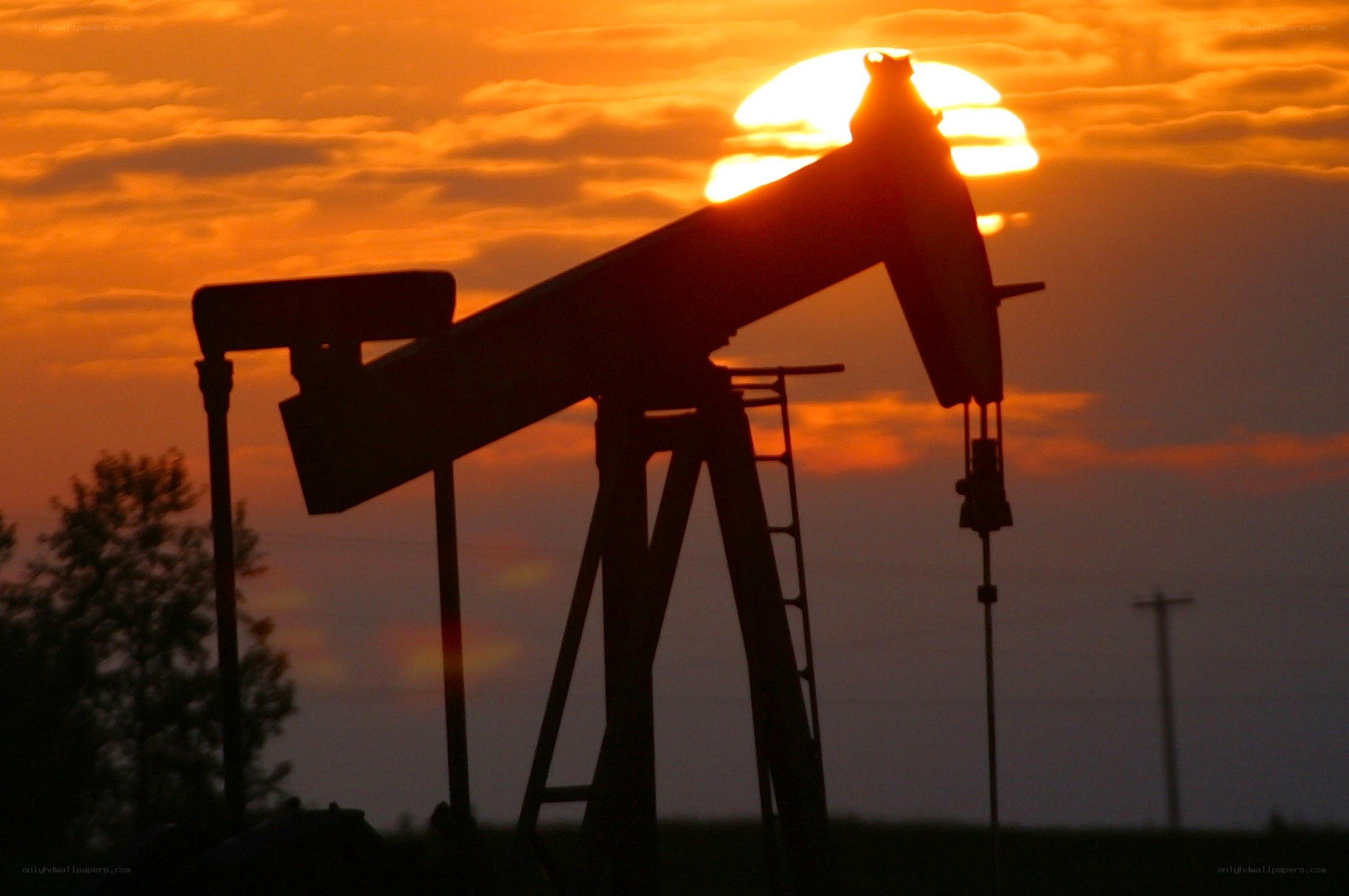 oil pump at sunset