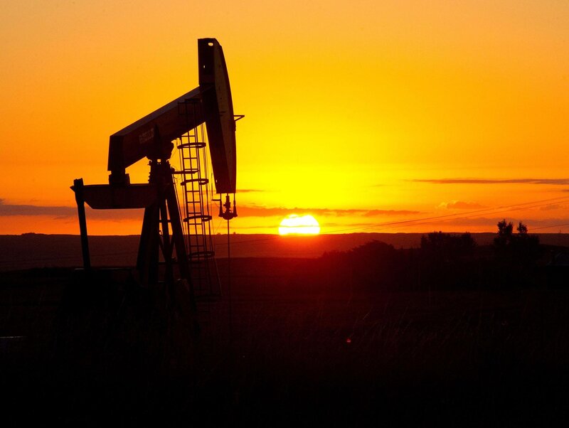 Oil Pumpjack at Sunset — Orange