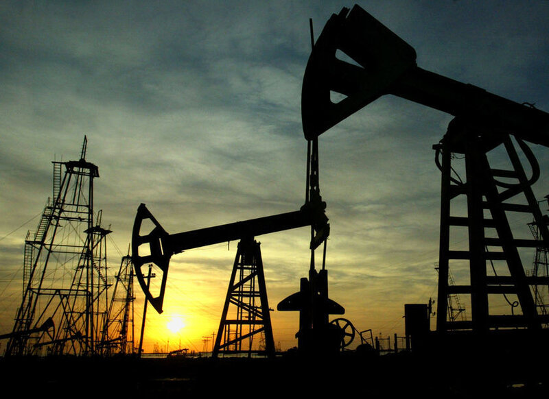 Oil Pumps at Sunset — Yellow