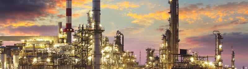 Oil Refinery at Dusk — Orange