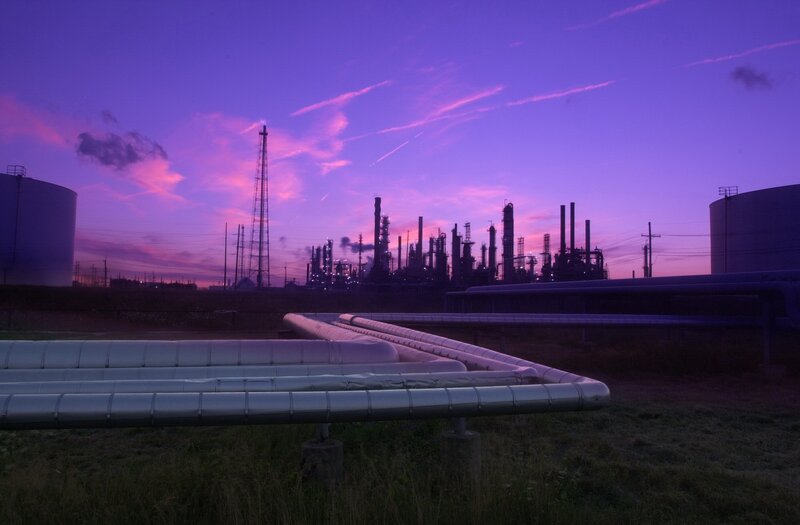 Oil Refinery at Dusk — Purple