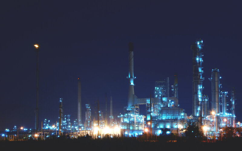 Oil Refinery at Night