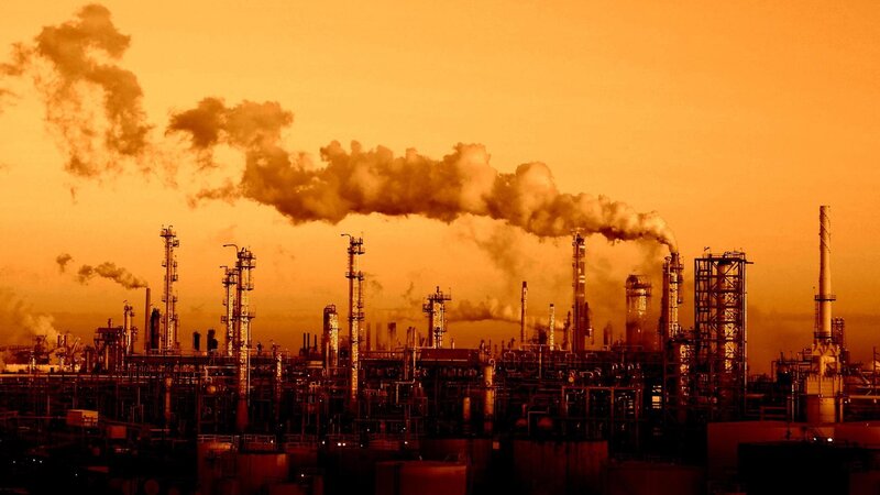 Oil Refinery at Sunset