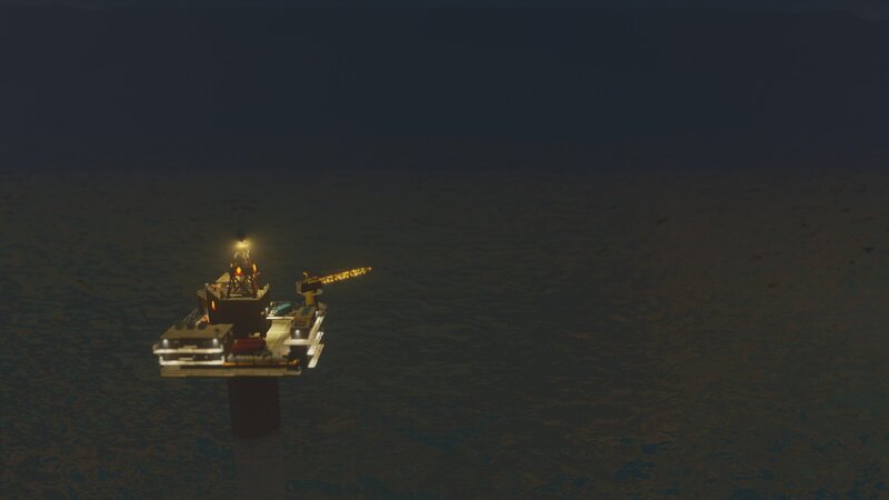 Oil Rig at Night — Black