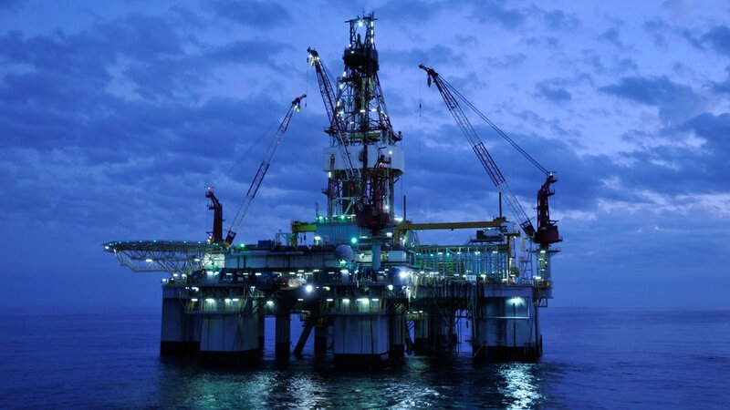 Oil Rig at Sea — Blue