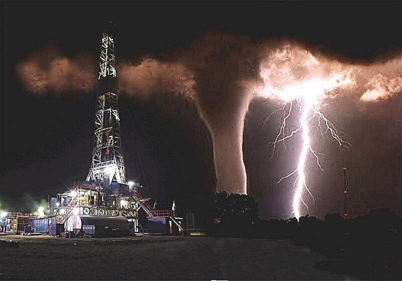 Oil Rig During Storm