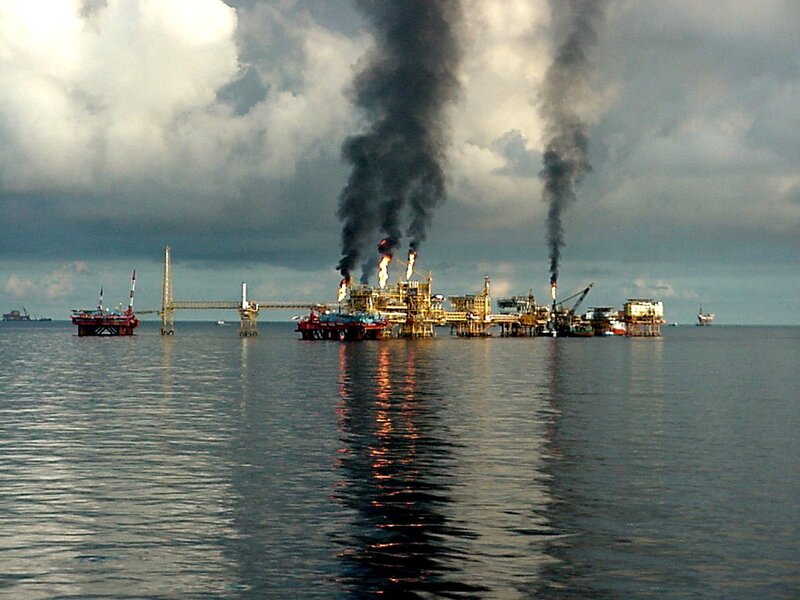 Oil Rig with Smoke