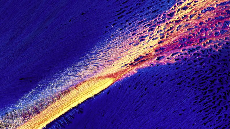 Oil Slick on Water — Blue, Dramatic