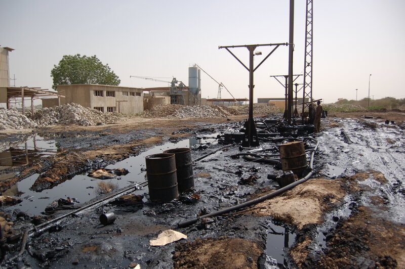 Oil spill at industrial site