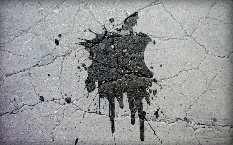 oil spill on cracked pavement
