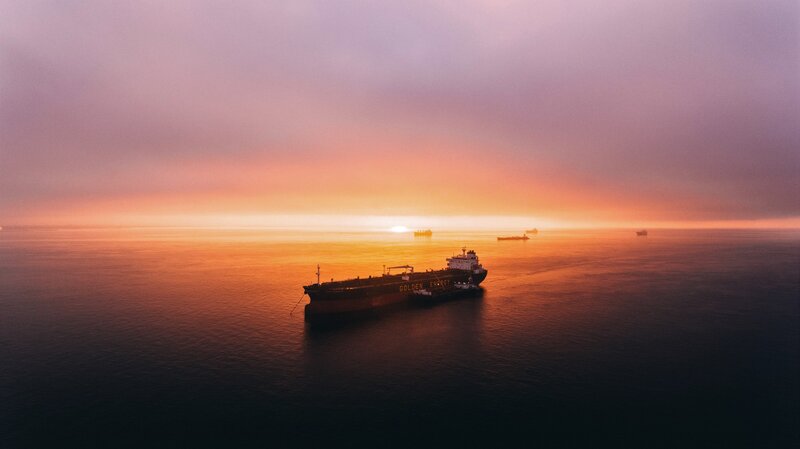 Oil Tanker at Sunset