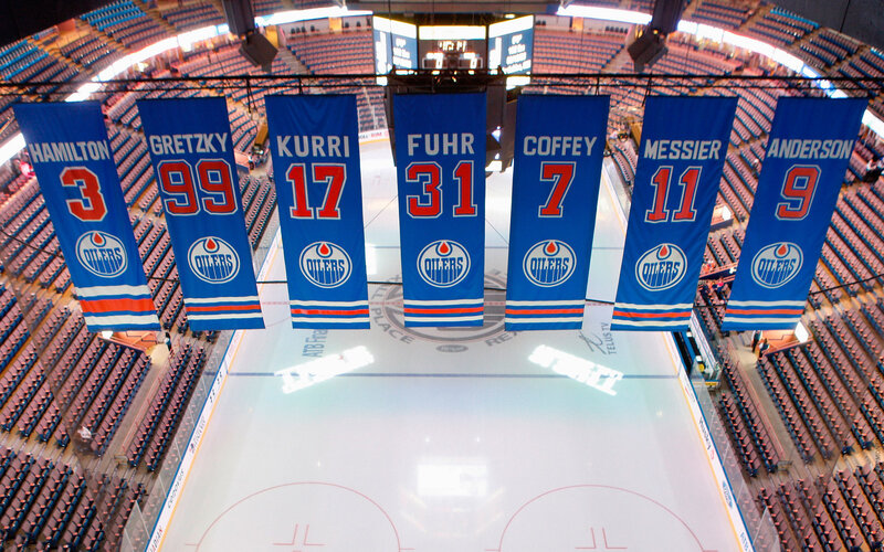 Oilers retired numbers banners