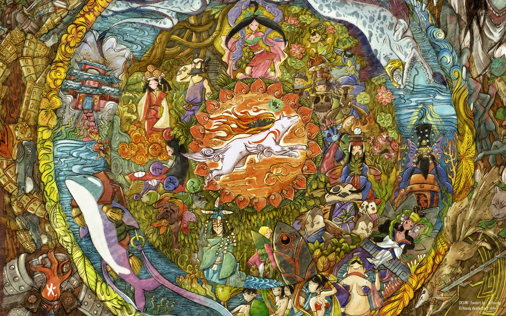 Okami fan art collage