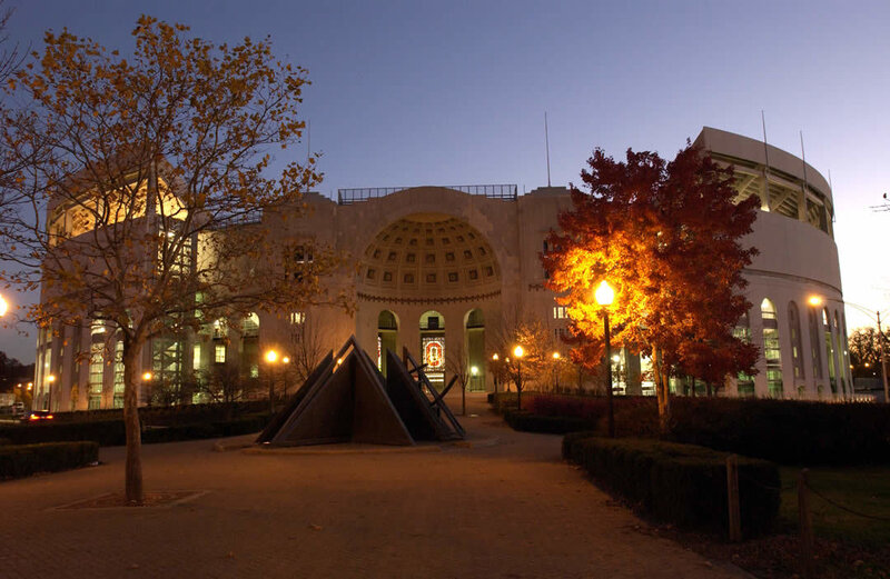 Oklahoma Memorial Stadium at dusk