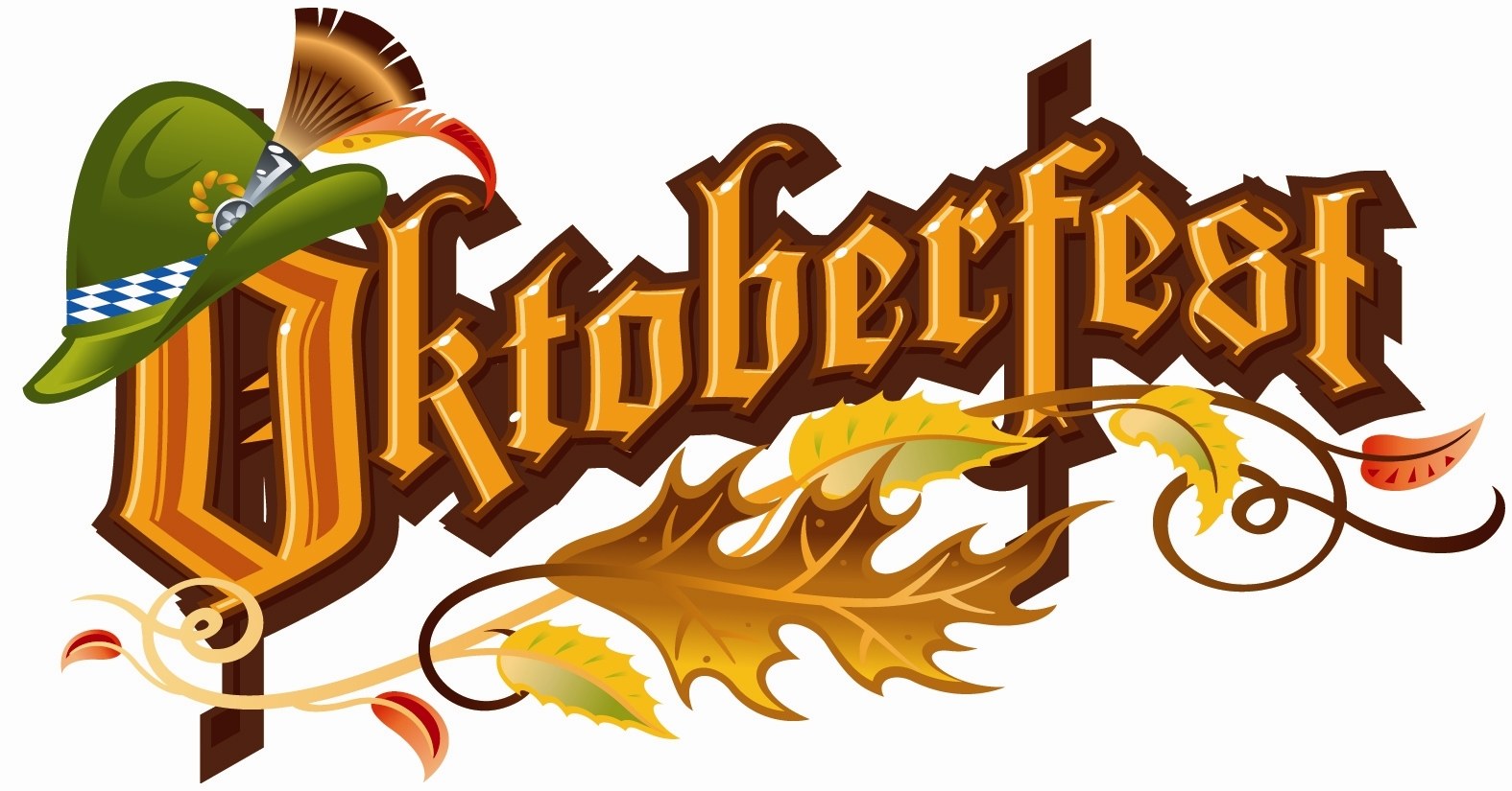 Oktoberfest logo with hat and leaves