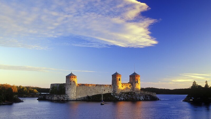 Olavinlinna Castle at sunset