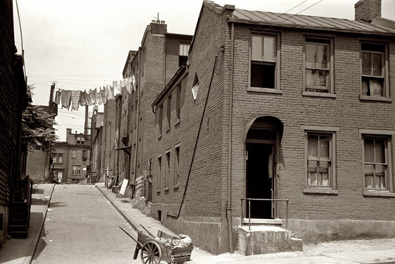 Old alley with brick buildings